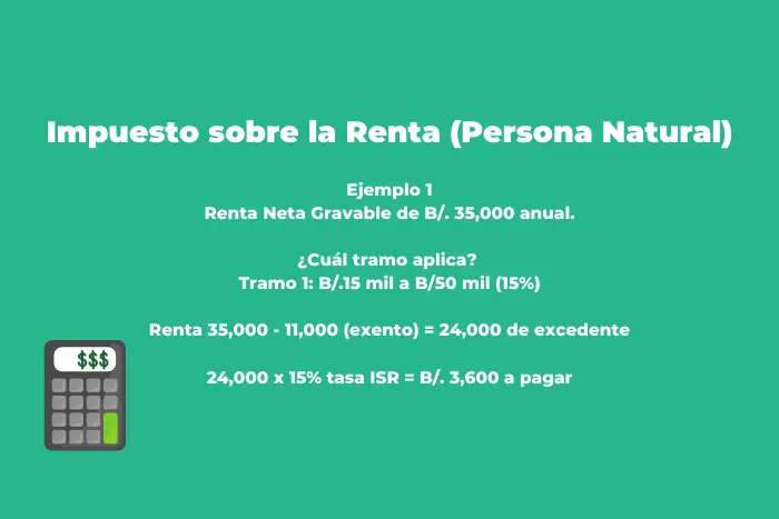 Ejemplo de Calculo de Impuesto Sobre la Renta Persona Natural Panama con ingresos menores a 50,000 anual