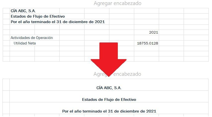 Aplicacion de Combinar y Centrar en Reportes y Estados Financieros en Excel